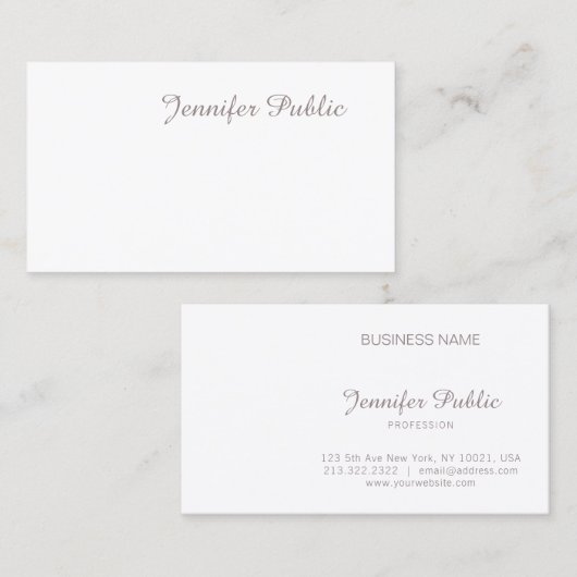 Carte De Visite Script manuscrit moderne sophistiqué intelligent (Devant / Derrière)