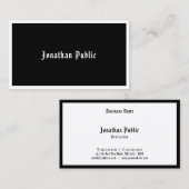 Carte De Visite Script manuscrit noir blanc élégant Modèle (Devant / Derrière)