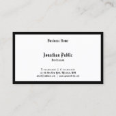 Carte De Visite Script manuscrit noir blanc élégant Modèle (Dos)