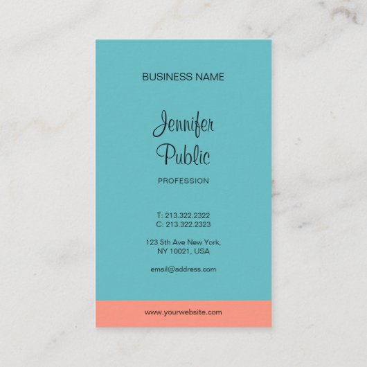 Carte De Visite Script manuscrit Nom Trending Modern Elegant (Dos)