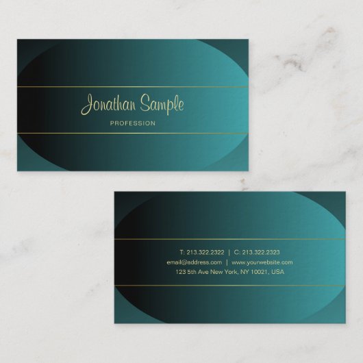 Carte De Visite Script manuscrit Or Design élégant Luxe Chic (Devant / Derrière)