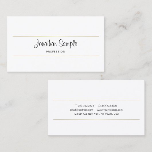 Carte De Visite Script manuscrit Or Design élégant Luxe Chic (Devant / Derrière)