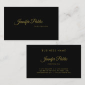 Carte De Visite Script manuscrit or élégant élégant noir moderne é (Devant / Derrière)