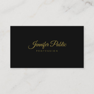 Carte De Visite Script manuscrit Or Élégant Simple Noir Plain