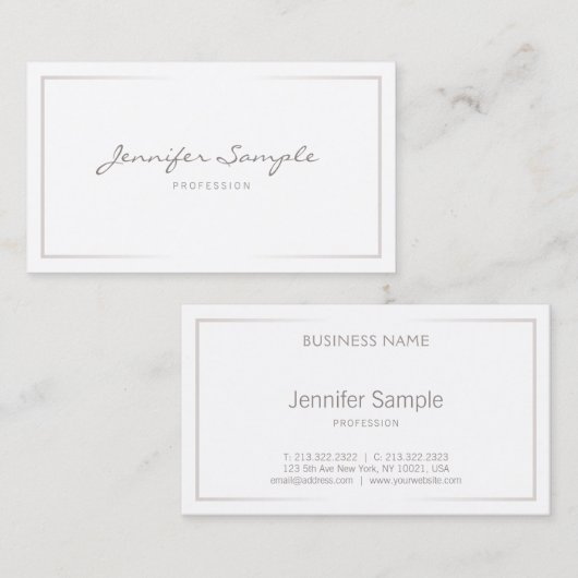 Carte De Visite Script manuscrit Professionnel Moderne Élégant (Devant / Derrière)