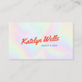 Carte De Visite Script manuscrit rétro Beauté Holographique (Devant)