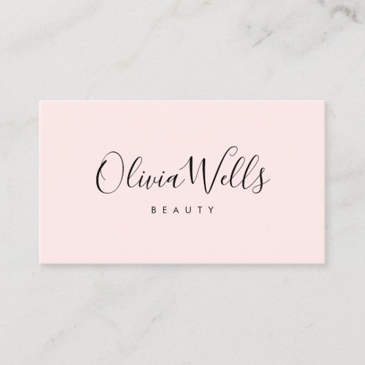 Carte De Visite Script manuscrit rose simple Icônes des médias soc (Devant)