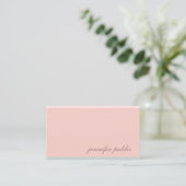 Carte De Visite Script manuscrit rose Vert moderne Simple tendance (Debout devant)