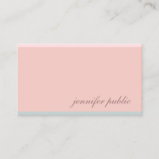 Carte De Visite Script manuscrit rose Vert moderne Simple tendance (Devant)
