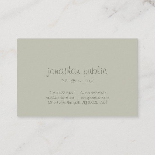Carte De Visite Script manuscrit Simple Modish Élégant Vert Top (Dos)