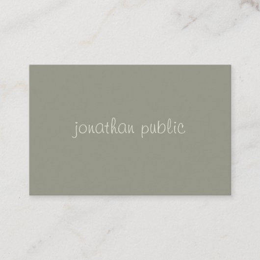 Carte De Visite Script manuscrit Simple Modish Élégant Vert Top (Devant)