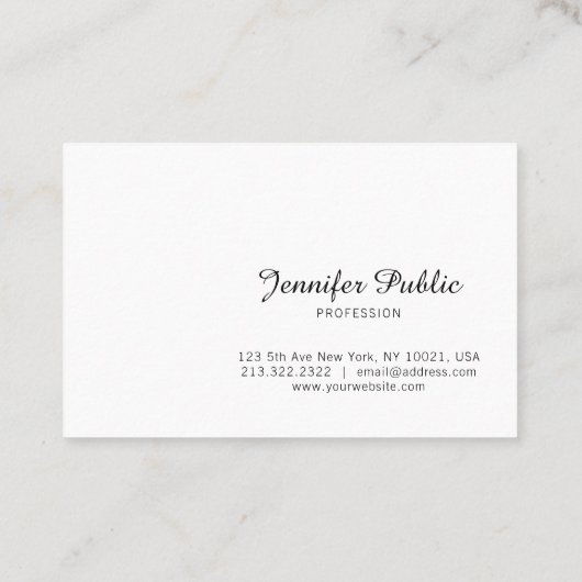 Carte De Visite Script manuscrit sophistiqué Moderne Simple (Dos)