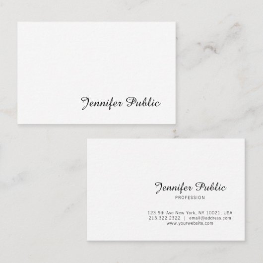 Carte De Visite Script manuscrit sophistiqué Moderne Simple (Devant / Derrière)