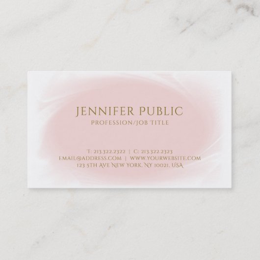 Carte De Visite Script manuscrit tendance Blush Pink Gold Design (Dos)