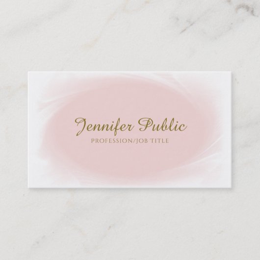 Carte De Visite Script manuscrit tendance Blush Pink Gold Design (Devant)