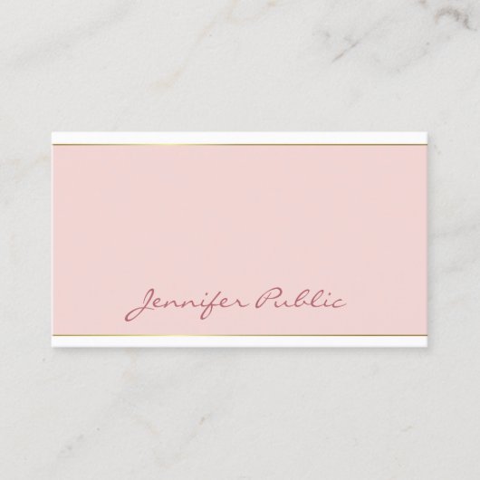 Carte De Visite Script manuscrit tendance Blush Pink Gold Modèle (Devant)