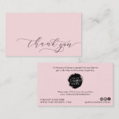 Carte De Visite Script Merci moderne petite marque | Rose (Devant / Derrière)