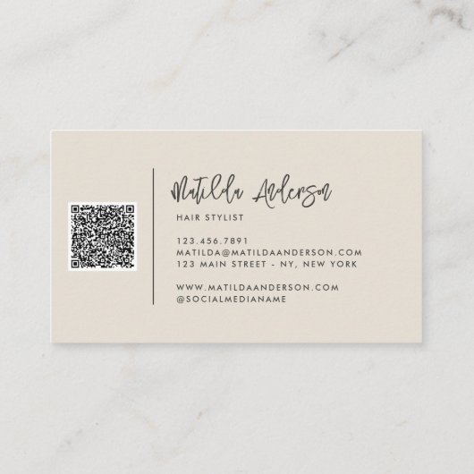 Carte De Visite Script minimal de création QR CODE (Dos)