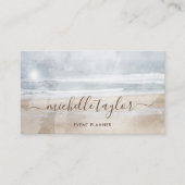 Carte De Visite Script minimal de signature d'aquarelle de plage (Devant)