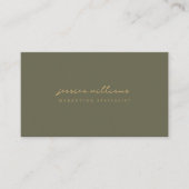 Carte De Visite Script minimal d'or vert olive (Devant)