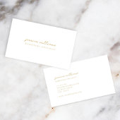 Carte De Visite Script minimal en or blanc