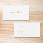 Carte De Visite Script minimal en or blanc