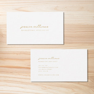 Carte De Visite Script minimal en or blanc