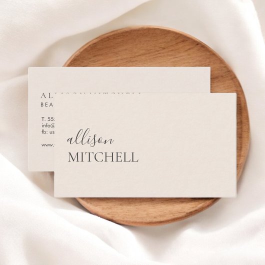 Carte De Visite Script Minimal Ivory Spa Bien-être Esthéticienne
