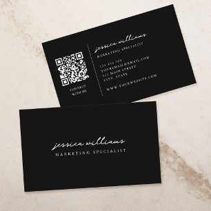 Carte De Visite Script minimal noir et blanc professionnel