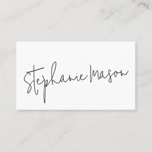 Carte De Visite Script minimaliste Modèle blanc
