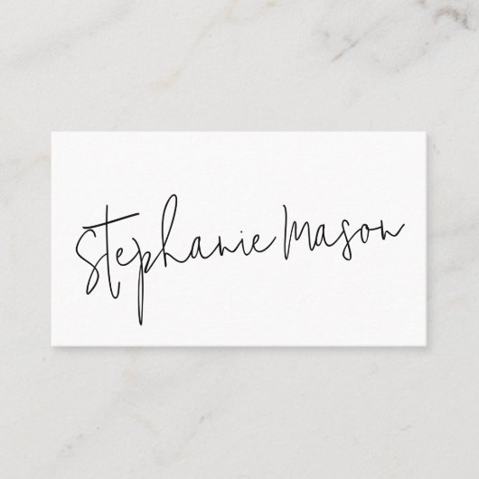 Carte De Visite Script minimaliste Modèle blanc (Devant)