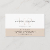 Carte De Visite Script minimaliste moderne Boho Beige (Dos)