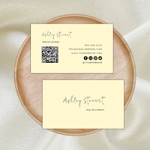 Carte De Visite Script minimaliste Qr Code Professionnel Super