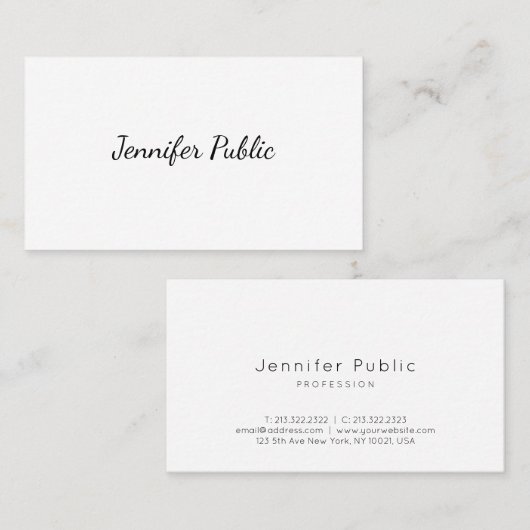 Carte De Visite Script Modèle moderne à la main Simple tendance ch (Devant / Derrière)