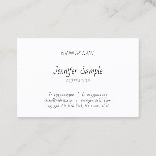 Carte De Visite Script Modèle simple professionnel (Dos)