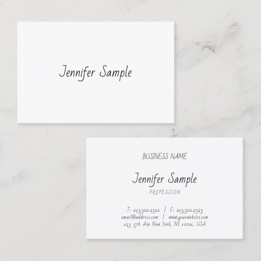 Carte De Visite Script Modèle simple professionnel (Devant / Derrière)