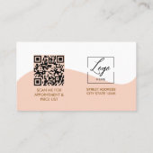 Carte De Visite Script Modern arch pink photo qr code logo Busines (Dos)