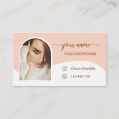 Carte De Visite Script Modern arch pink photo qr code logo Busines (Devant)