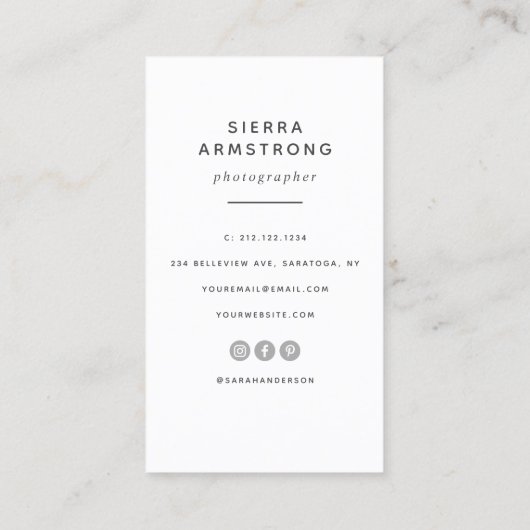 Carte De Visite Script Modern Typography Photographe Code QR (Dos)