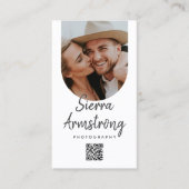 Carte De Visite Script Modern Typography Photographe Code QR (Devant)