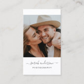 Carte De Visite Script Modern Typography Photographe QR CODE (Devant)