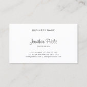 Carte De Visite Script moderne à main libre Sophistiqué Clean Plai (Dos)