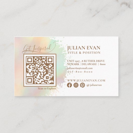 Carte De Visite Script moderne Abstrait Aquarelle brosse (Dos)