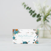 Carte De Visite Script moderne aquarelle argent turquoise scintill (Debout devant)