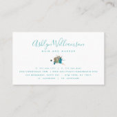 Carte De Visite Script moderne aquarelle argent turquoise scintill (Dos)