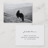 Carte De Visite Script moderne Black White Horse Equine Photograph (Devant / Derrière)
