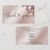 Carte De Visite script moderne blush rose coeur merci pour l'ordre (Devant / Derrière)