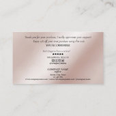 Carte De Visite script moderne blush rose coeur merci pour l'ordre (Dos)