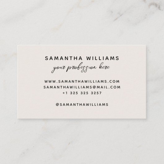 Carte De Visite Script moderne calligraphie nom élégant feminine (Dos)