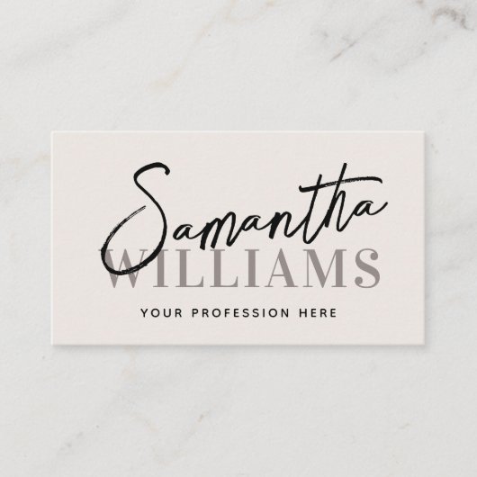 Carte De Visite Script moderne calligraphie nom élégant feminine (Devant)